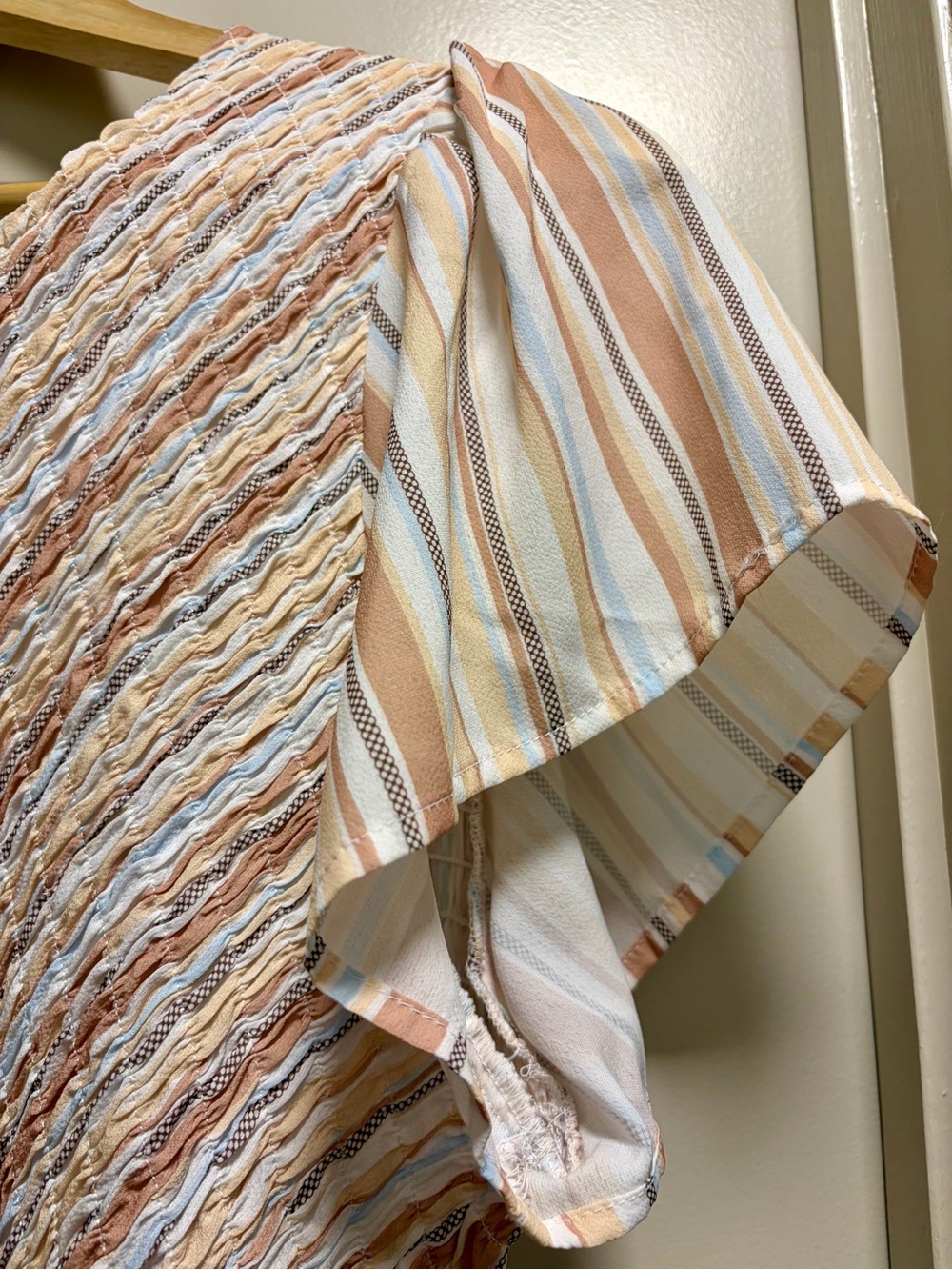 Baltic Born Willow Smocked Maxi Dress 1XL Striped Flutter Sleeve Tiered Boho - Picture 6 of 13